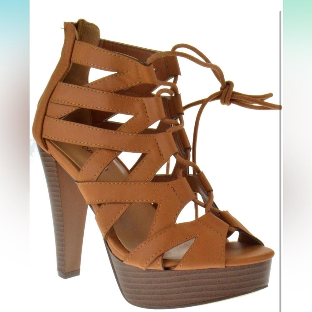 Light Honey brown strappy platform heel